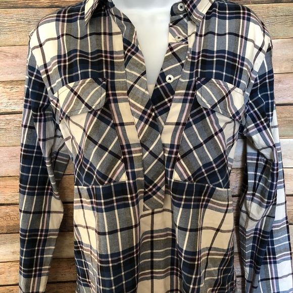 Banana Republic Plaid Half Button shirt - Picture 2 of 7